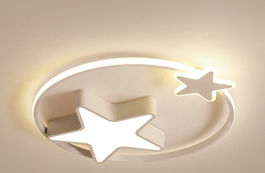 45cm LED Stern Dimmbare Deckenleuchte Fantasy-Märchenstil Licht Jungen Mädchen Kinderzimmer Kronleuchter mit Fernbedienung weiß