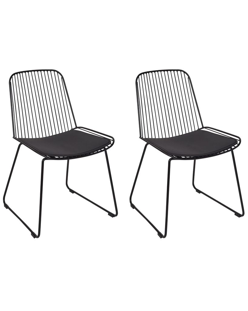 BELIANI Metallstuhl 2er Set Schwarz aus Stahl mit Kunstleder Sitz Glamour Stil Modern für Küche Esszimmer Essbereich