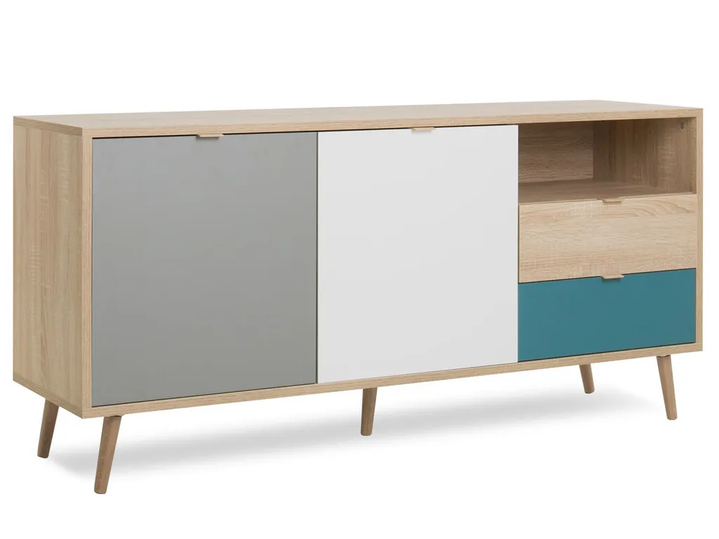 Buffet de salle à manger Visby 150x68cm - Rangement séjour chêne clair - 2