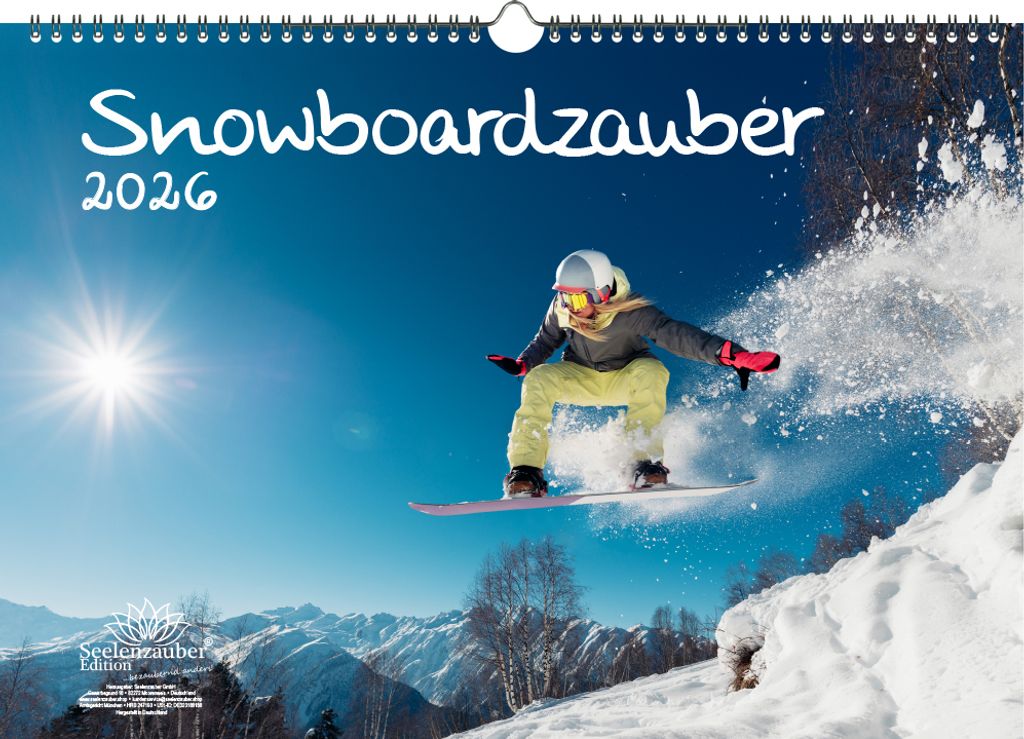 Snowboardzauber DIN A3 Kalender für 2026 Berge und Snowboard - Seelenzauber