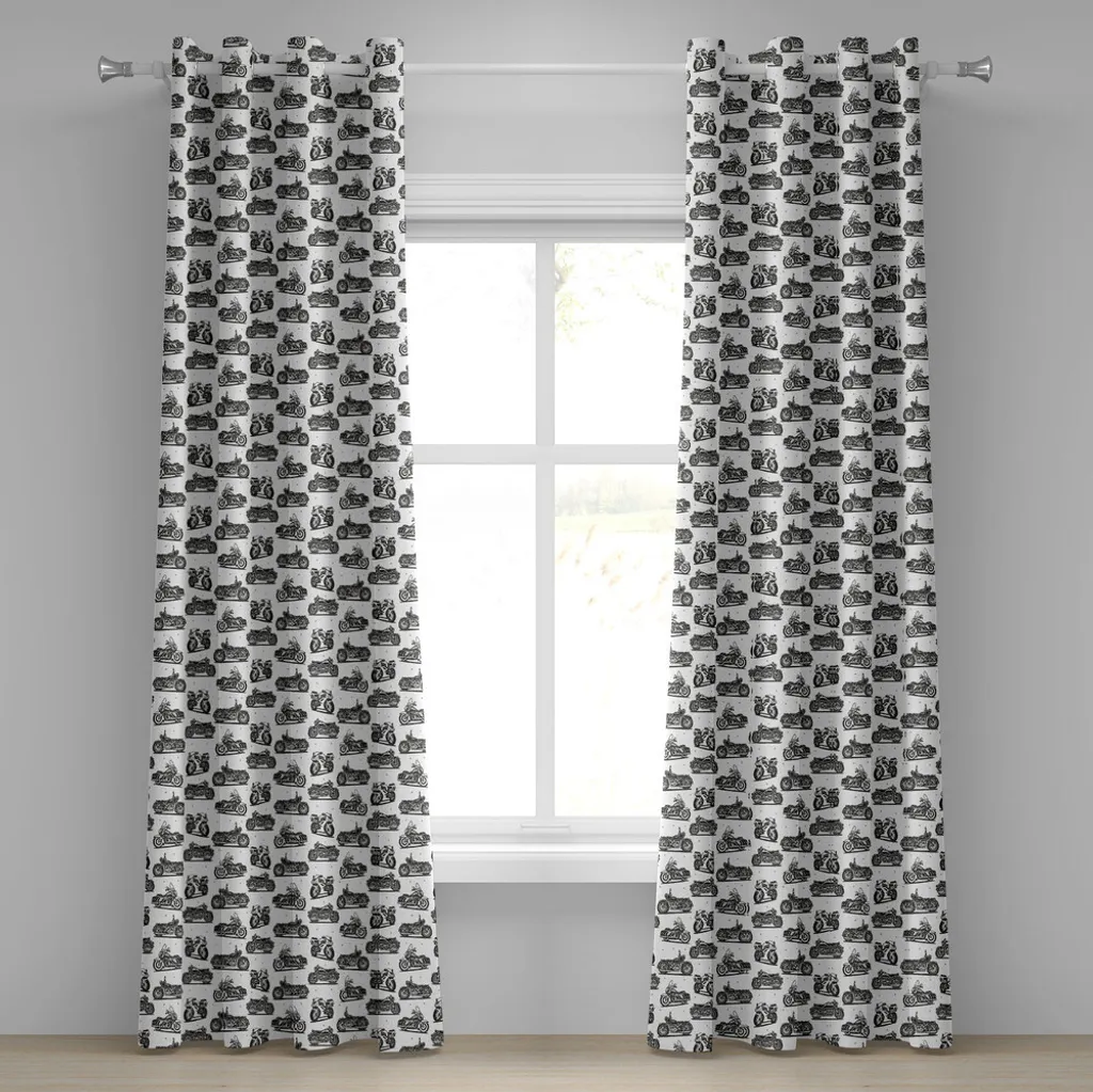 Rideau de chambre ado motif moto vintage 2 panneaux 280 cm x 175 cm