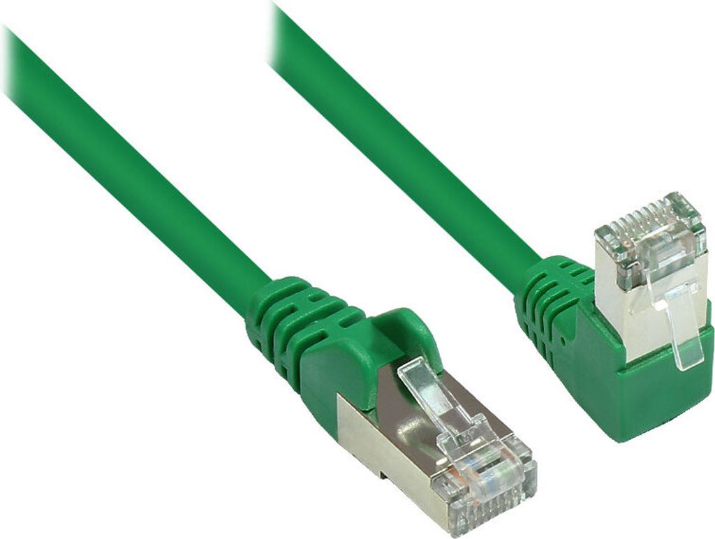 Patchkabel, Cat. 6, S/FTP, PiMF, 250MHz, einseitig 90° nach unten gewinkelt, grün, 20m, Good Connections