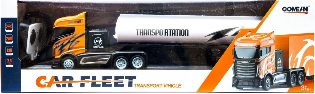 Camion télécommandé orange avec suspensions XL et pneus antidérapants