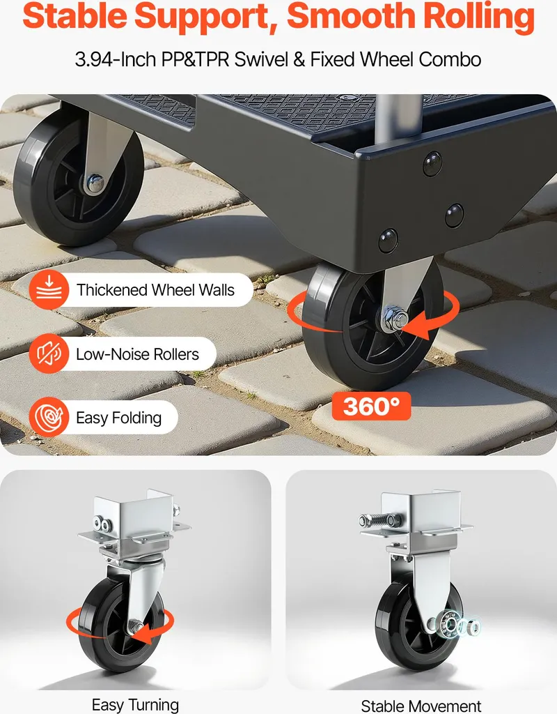 Chariot de Manutention à Main 150 kg avec Surface Antidérapante
