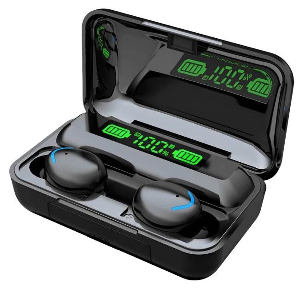 Verk Group BTH-F9-5 - Earbuds mit Powerbank Schwarz (+) Produktbild 