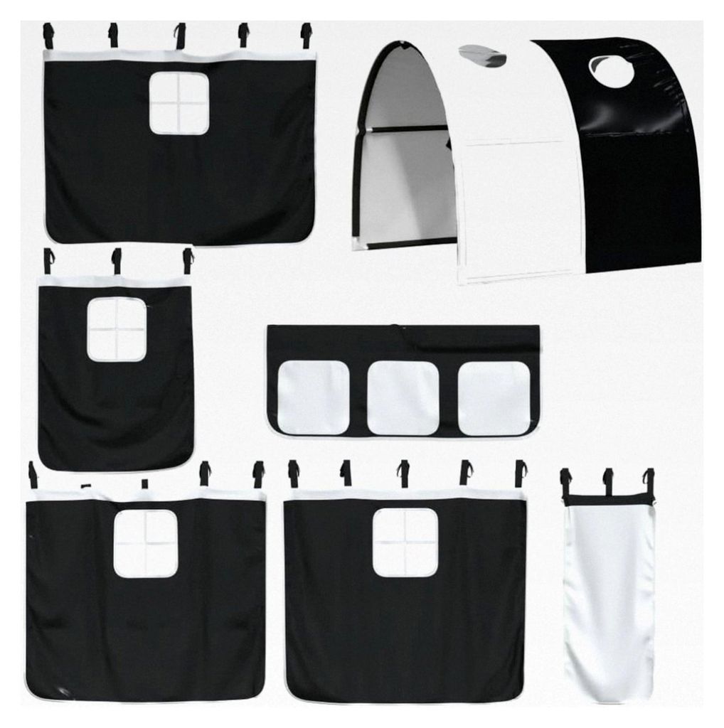 Vorhänge, Vorhangset für Hochbett, Spielbett und Kinderbett, Bettvorhang mit Tunnel, Spielvorhang und Unterbettvorhang für das Kinderzimmer, Wei...
