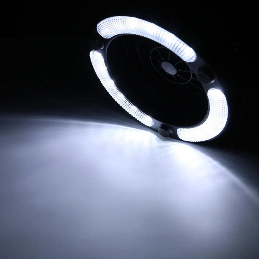 Lampe Ventilateur Camping 18 LED Puissante avec Crochet de Suspension Noir - 4