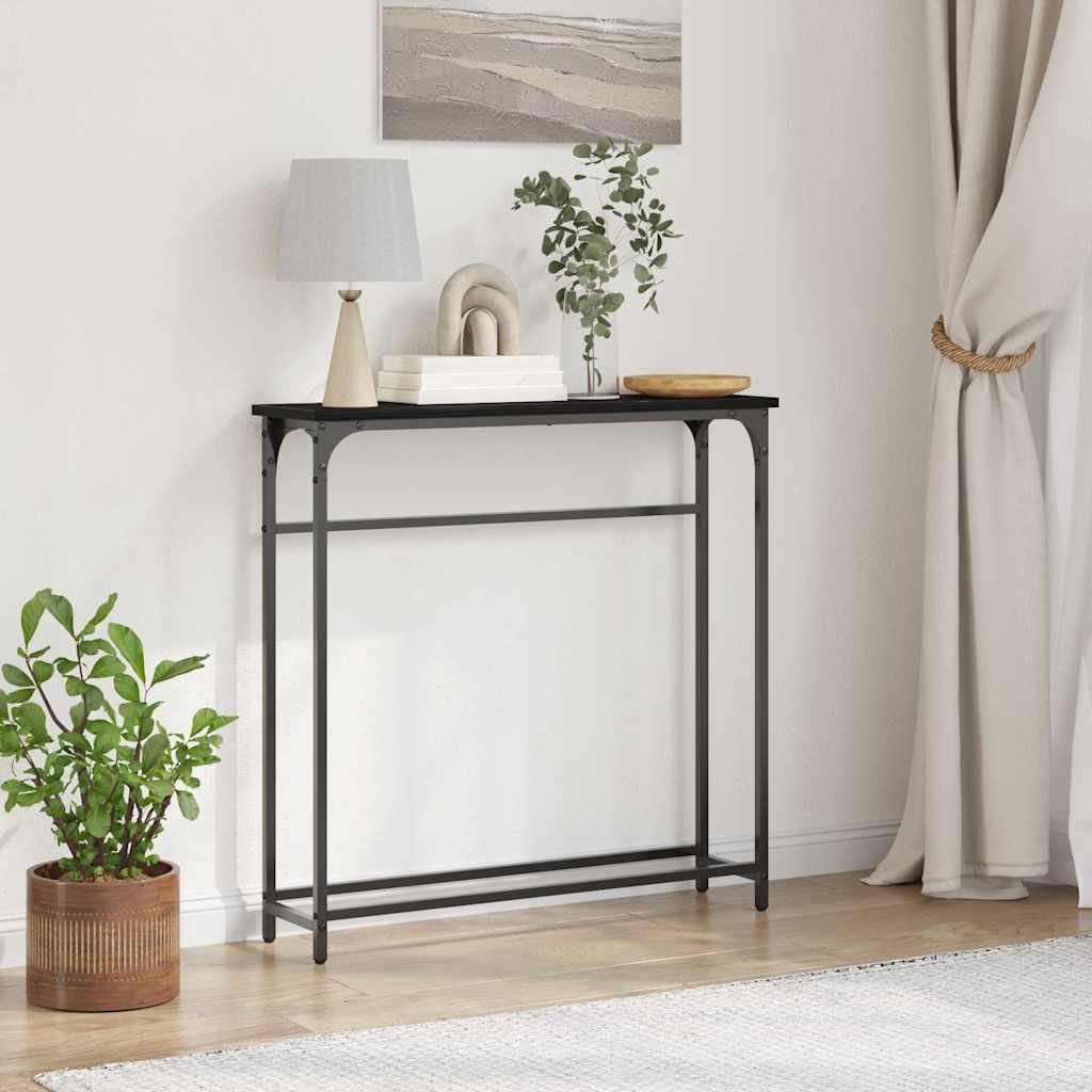 Möbel Konsolentisch mit Regal Schwarze Eiche 75 x 19,5 x 75 Produktbild 