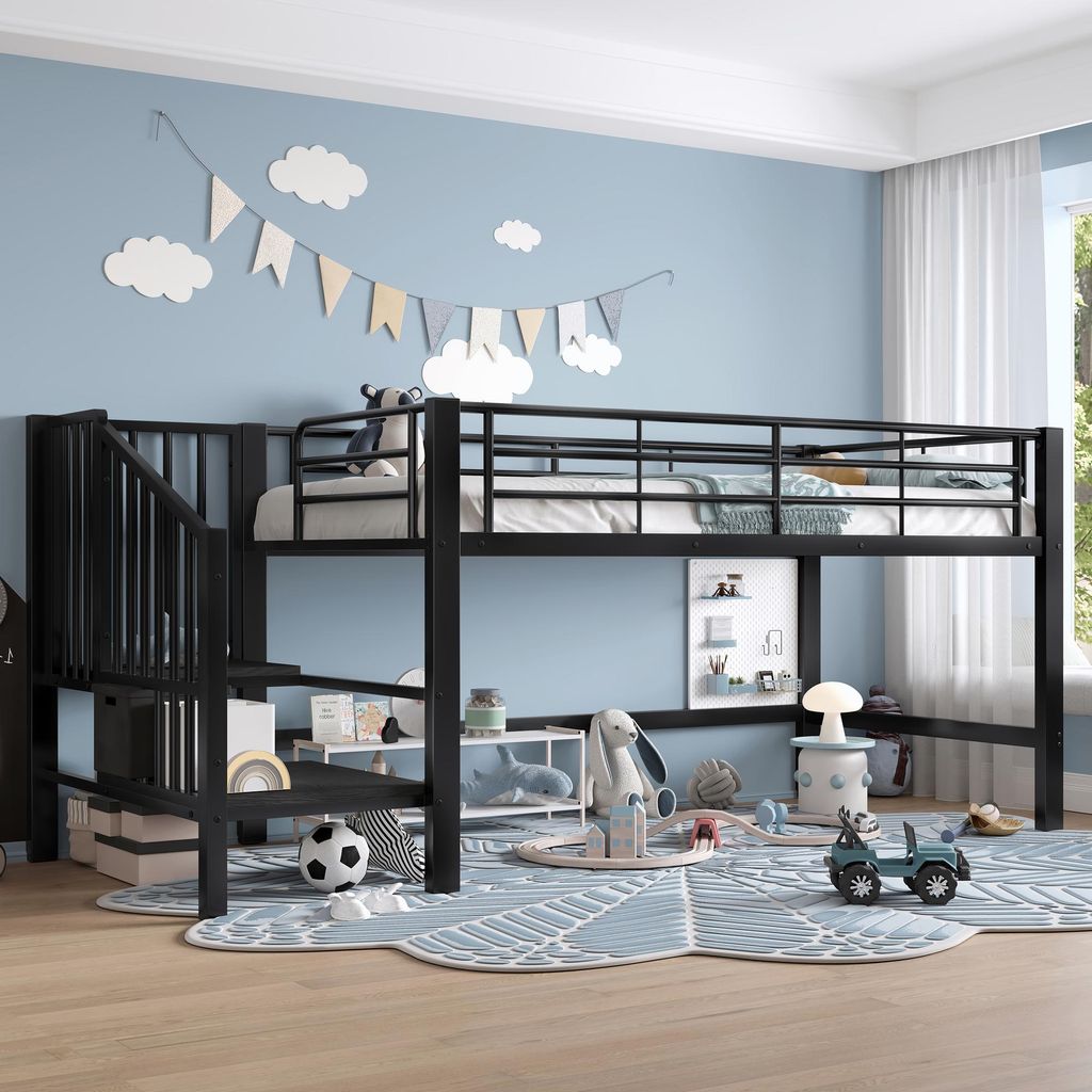 Merax Etagenbett Halbhohes 90x200 cm, Hochbett mit Produktbild 
