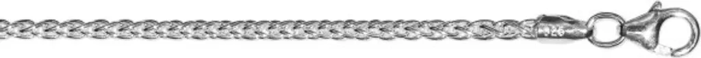 Chaîne tresse argent 925 blanc 2,10 mm 50 cm, maille anti-nœuds