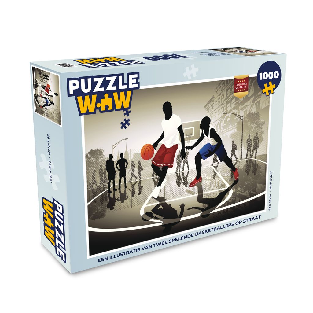 MuchoWow Puzzle 1000 Teile Eine Illustration von zwei Basketballspielern auf der Straße - Erwachsene - Rätsel