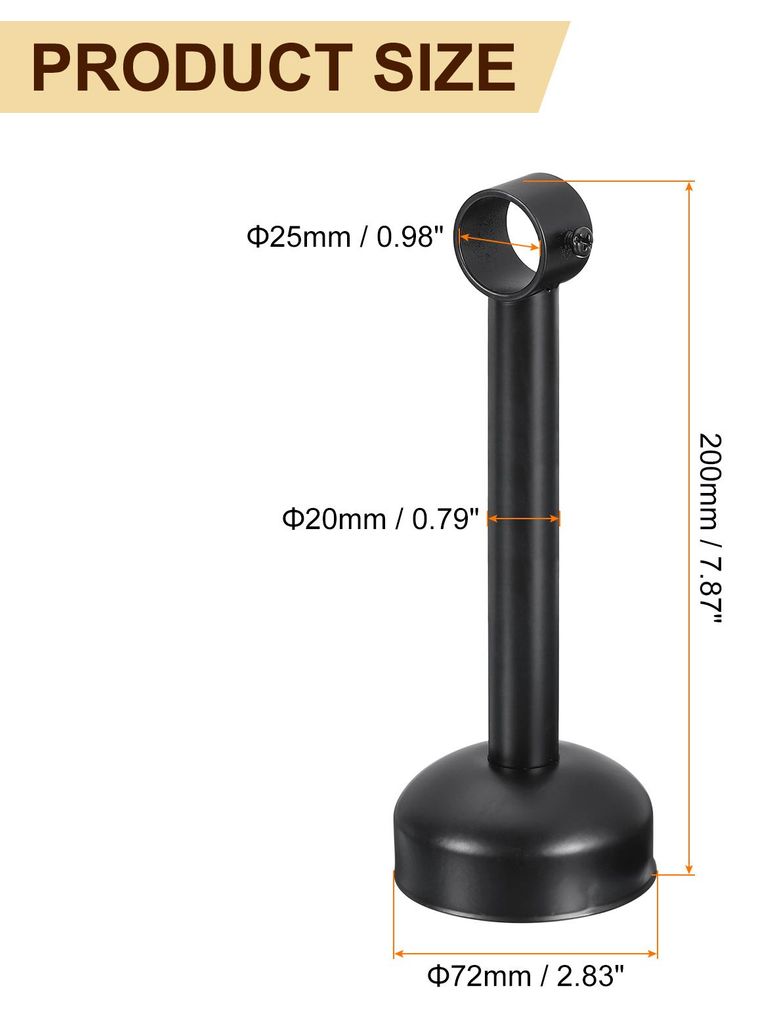 2 Stš¹ck Gardinenstangenhalter, Passend fš¹r 25mm/0,98" Rohrl?nge 200mm/7,87" Edelstahl Gardinenstangen Haken Halter fš¹r W?nde Kleiderschran...