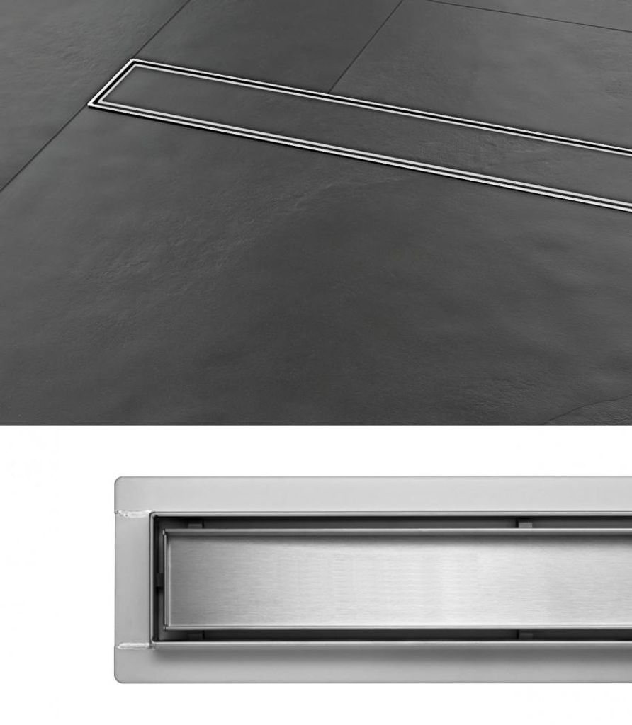 Duschrinne Bodenablauf Madeira 90 cm Edelstahl Siphon Produktbild 