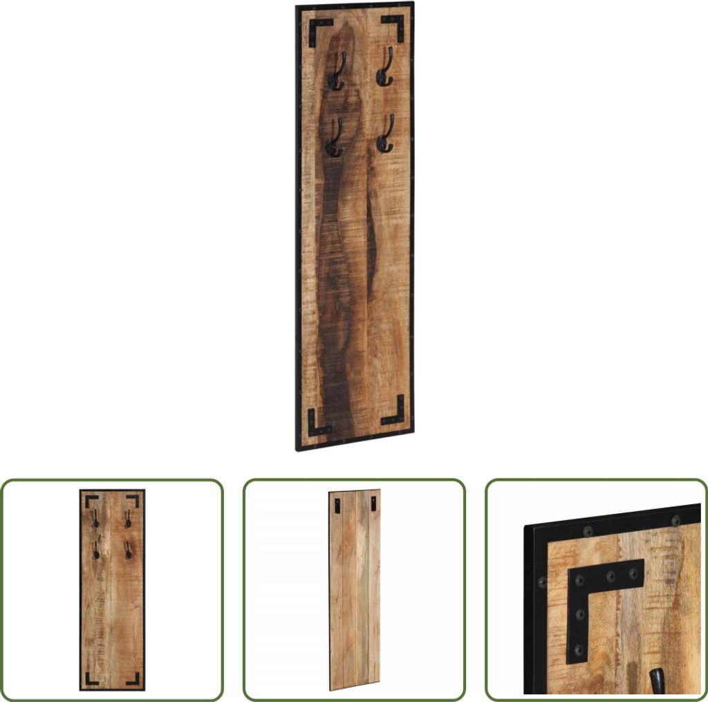 The Living Store Garderobe 35x8x110 cm Raues Massivholz Mango