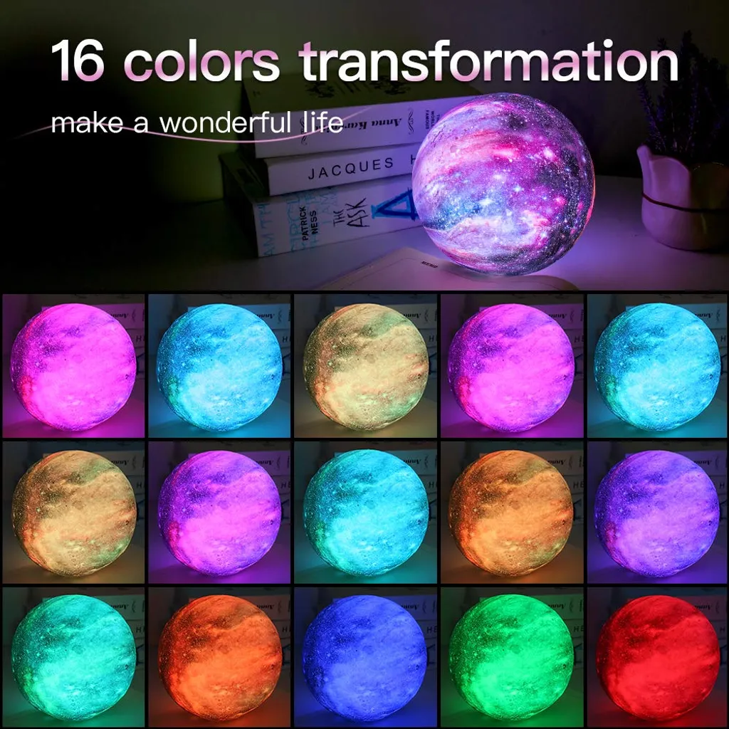 Veilleuse Bébé Lampe Lune 3D Rechargeable 15cm avec Télécommande Sans Fil