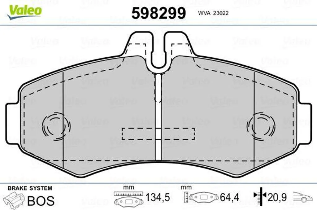 Jeu de plaquettes de frein à disque Valeo compatible Mercedes Vito V