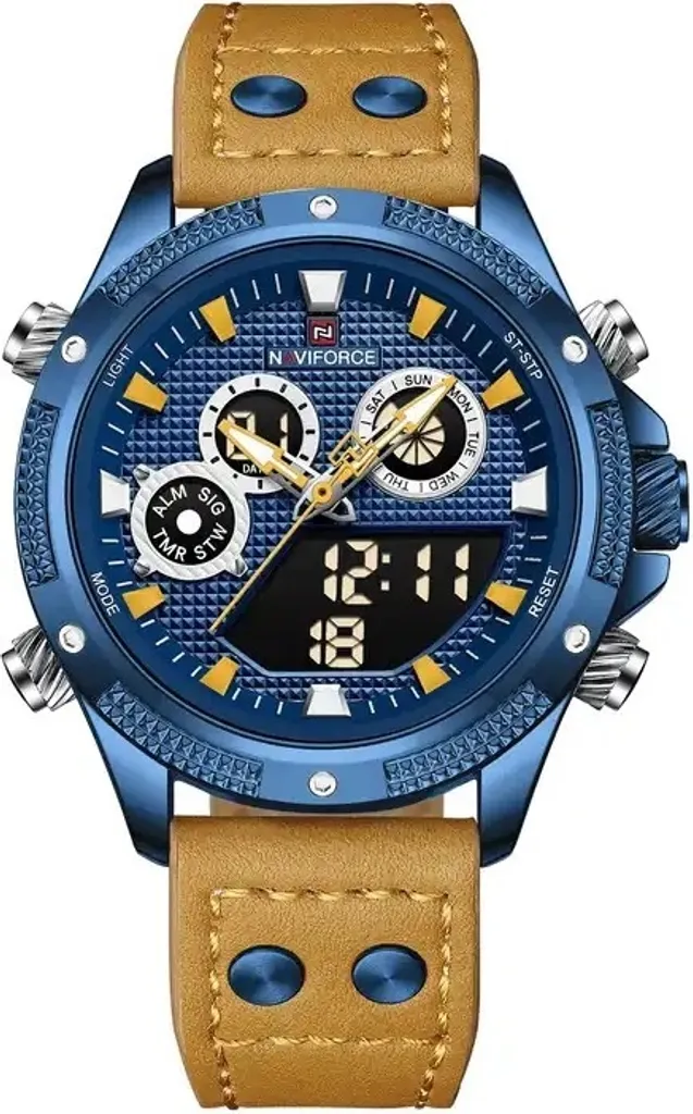 Montre NAVIFORCE Karson KP29538 - Design Élégant Marron et Bleu Homme