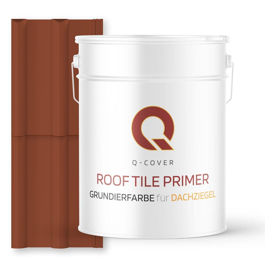 Grundierfarbe für Dachziegel Kupferbraun RAL 8004 10 L | wetterfeste Dachbeschichtung | für Ziegel, Beton, Eternit | UV-beständig | Q-COVER