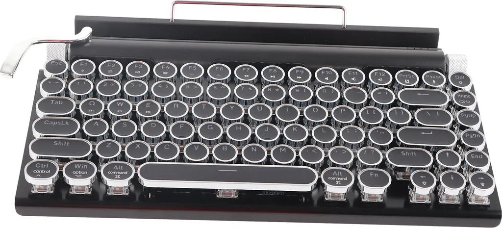 Clavier Machine à Écrire Sans Fil Bluetooth Noir Style Rétro Mécanique