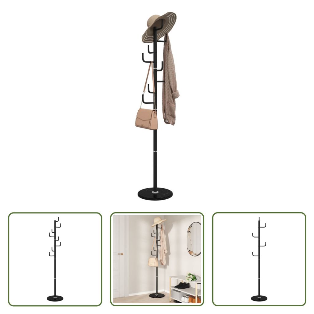 The Living Store Garderobenständer Schwarz 183 cm Pulverbeschichtetes Eisen