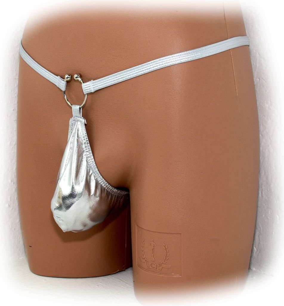 Mens thong bulge pouch thong with ring