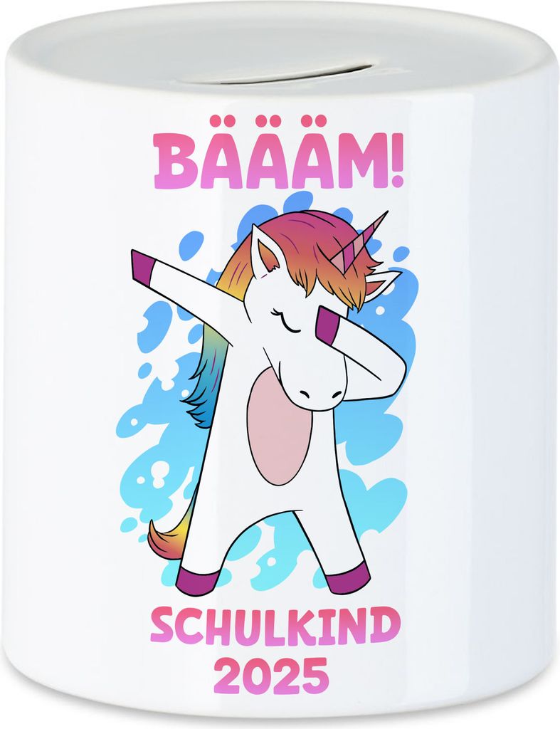 Bäääm Schulkind 2025 Spardose Einschulungsgeschenk Einhorn Produktbild 