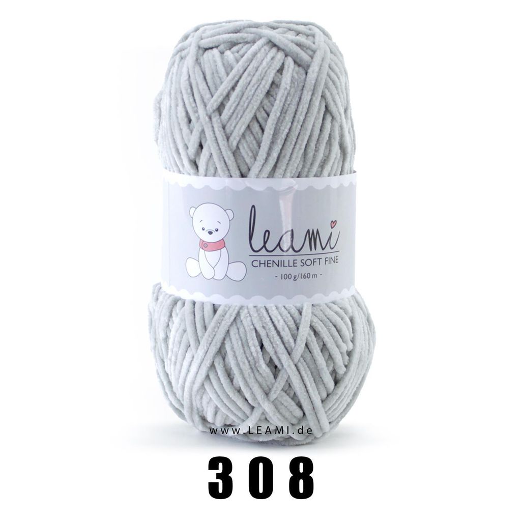 LEAMI Chenille soft FINE (100g/160m) 308 grau