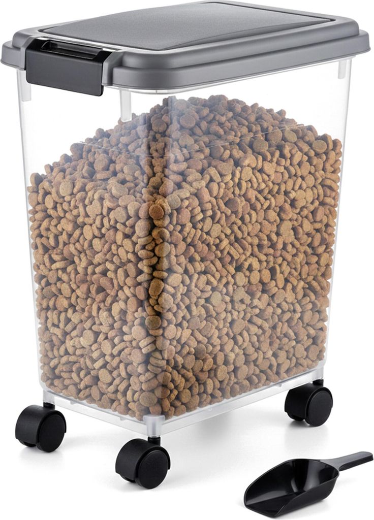 relaxdays Futterbehälter mit Rollen & Schaufel 20L