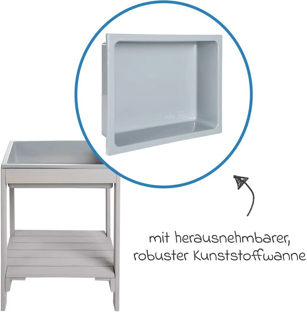 Table de Jeux Tiny en Bois Massif Gris pour Sable et Eau Extérieur - 15