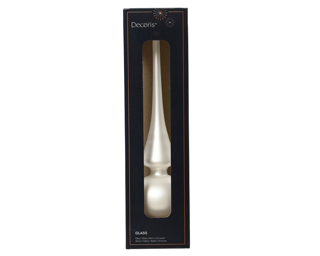 Christbaumspitze Glas 26cm winterweiß matt