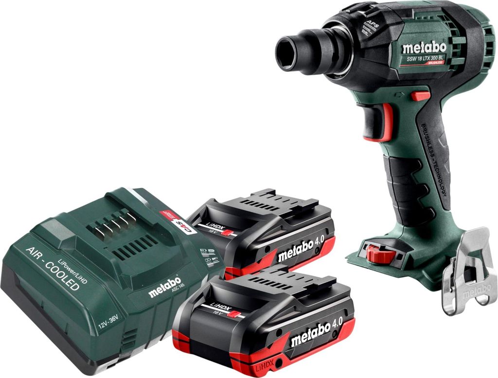 Metabo SSW 18 LTX 300 BL Akku Schlagschrauber 18 V 300 Nm 1/2" Brushless + 2x LiHDX Akku 4,0 Ah + Ladegerät