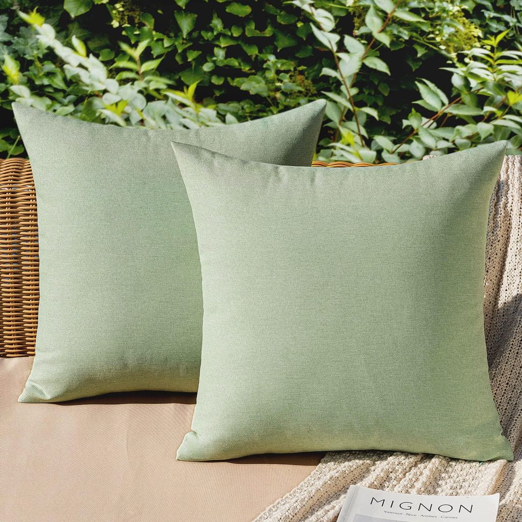 Set mit 2 wasserdichten Kissenbezügen für Gartenbänke, dekorative Kissen, moderne Kissenbezüge aus Polyester in Leinenoptik, für Garten, Sofa,...