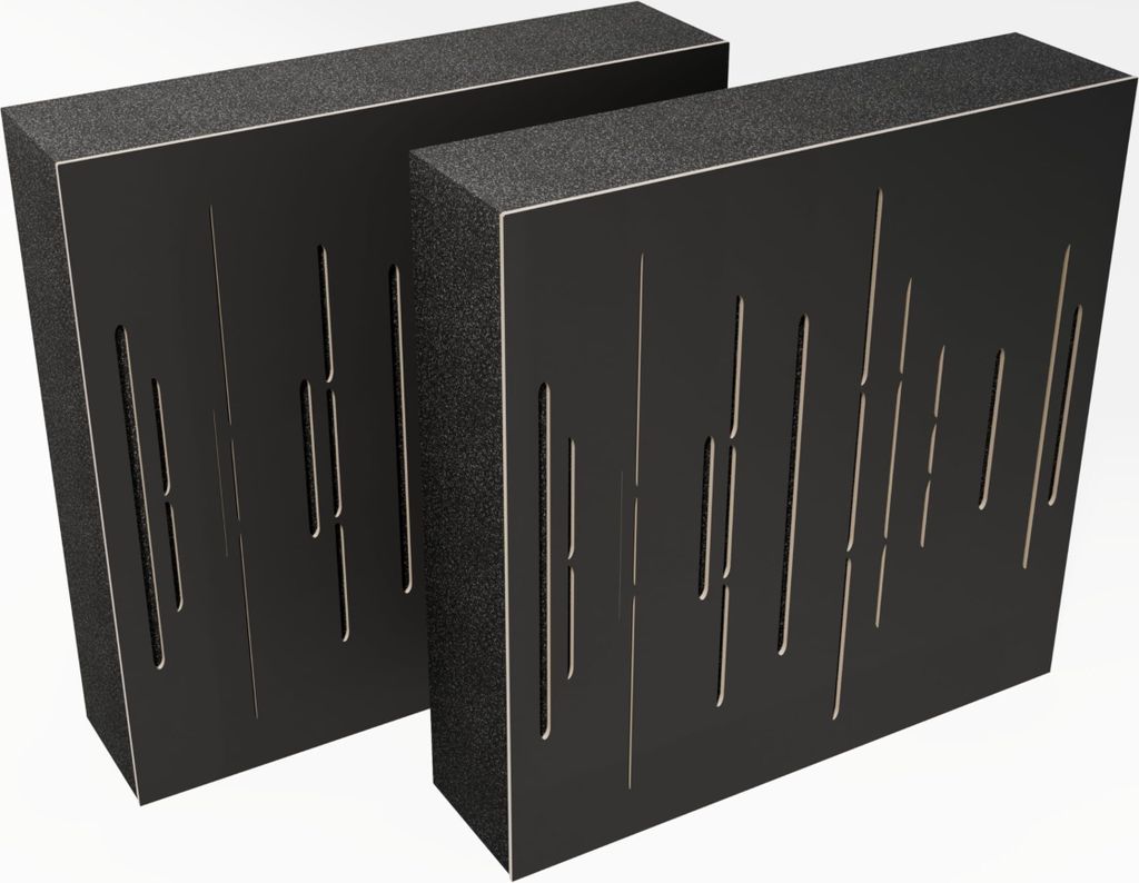 2er-Pack - AbFuser Schallabsorption-Diffuse Akustikplatte | 50 x 50 cm | Farbe: (Schwarz, VELAR (120 mm))