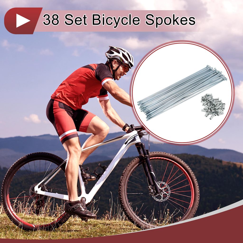 38Set 12G Fahrradspeichen 215mm Fahrradspeichen Kohlenstoffstahl Verzinkt Silberfarben