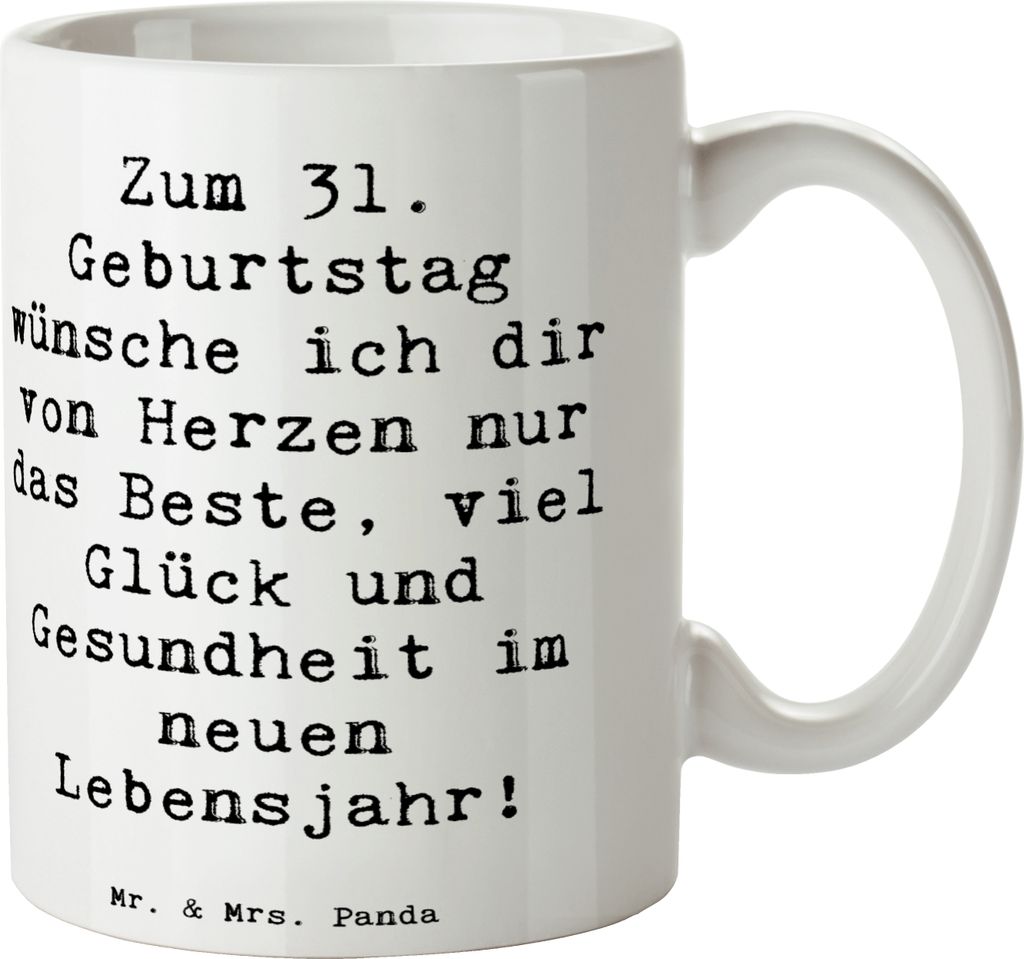 Mr. & Mrs. Panda Geschenktasse Spruch 31. Geburtstag Liebe Wünsche - Weiß - Geschenk, Kaffeetasse, Happy Birthday, Henkelpott, Tasse, Kaffeebeche...