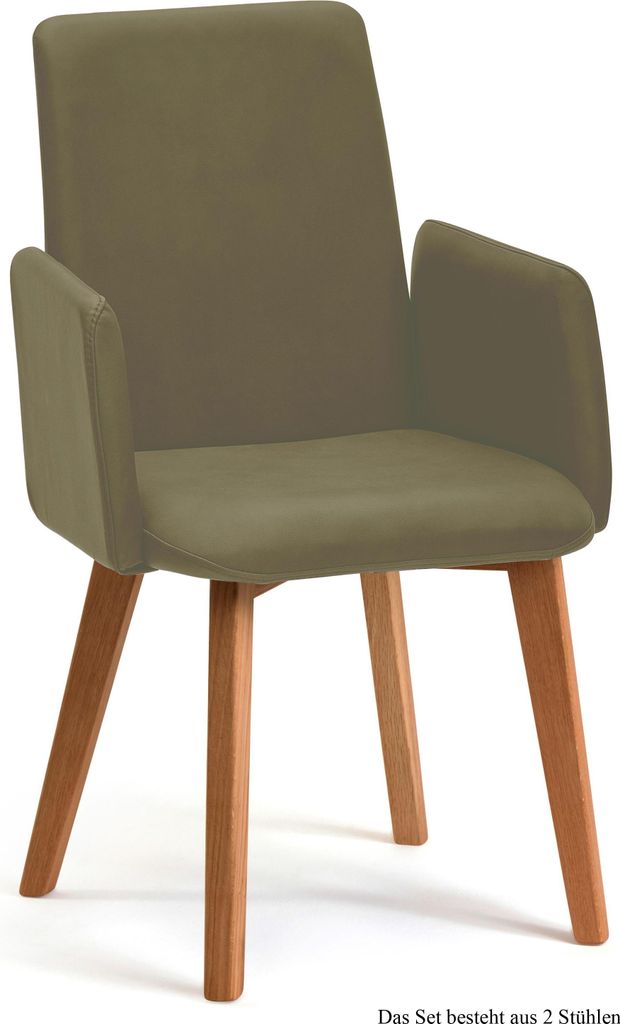 Armlehnstuhl (2er-Set) Darcie 52x92x60 Eiche geölt/Olivgrün