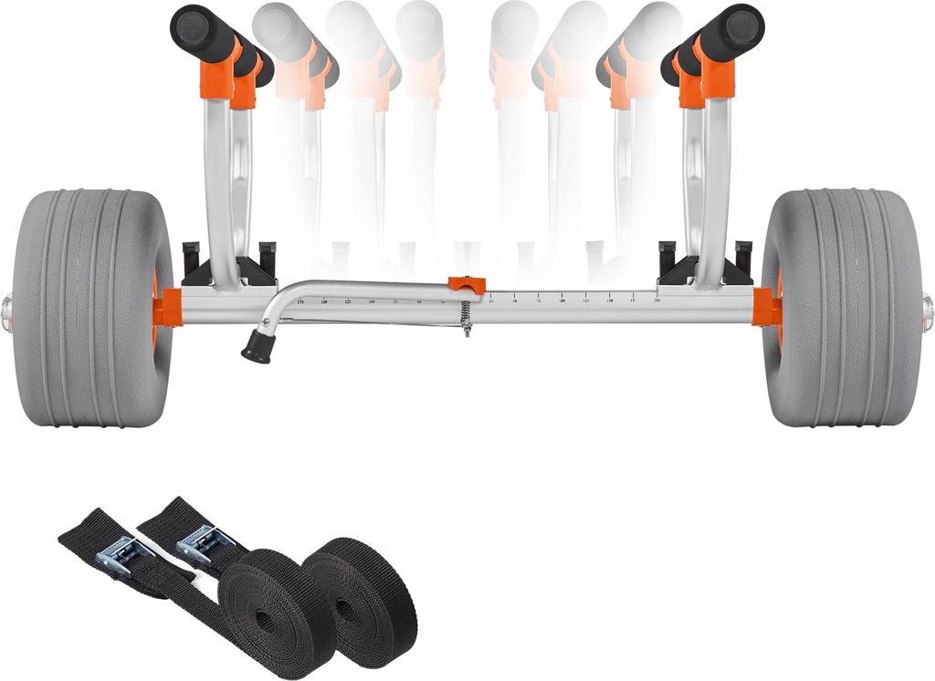 SucceBuy Kajakwagen, 158 kg Tragkraft, Transporthilfe mit 30,5 cm aufblasbaren PolyurethanReifen & Spanngurt, ideal für Kajaks, Kanus, Paddleboard...