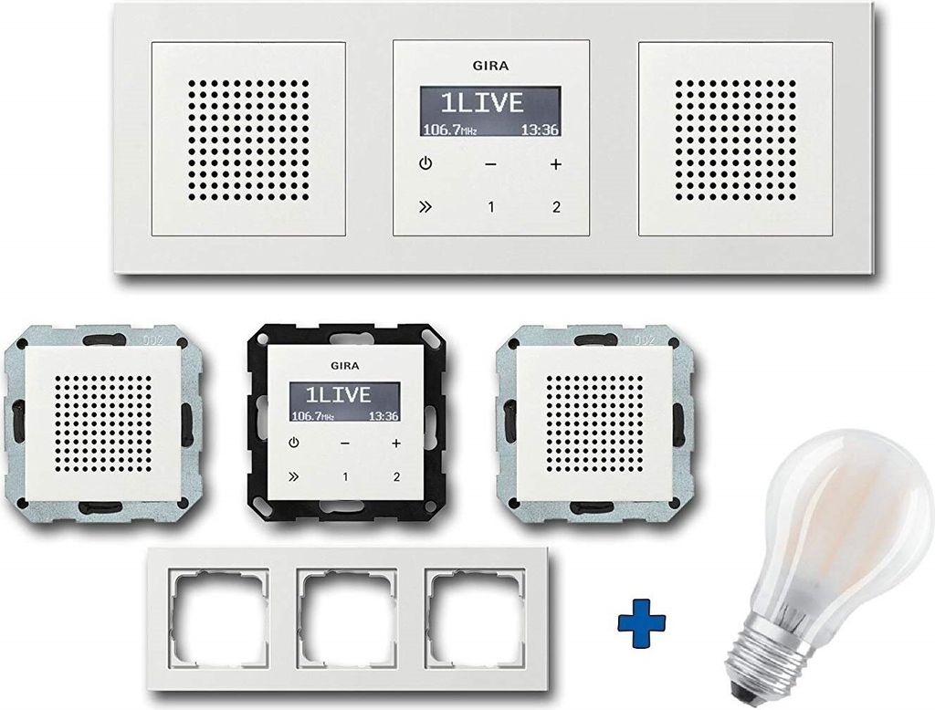 GIRA Unterputz UP RDS Radio 228403 Komplett-Set reinweiß Produktbild 1