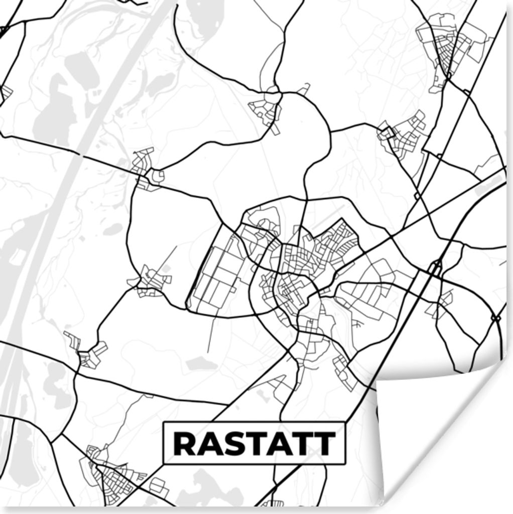 MuchoWow Poster Rastatt - Karte - Stadtplan 100x100 cm - Babyzimmer