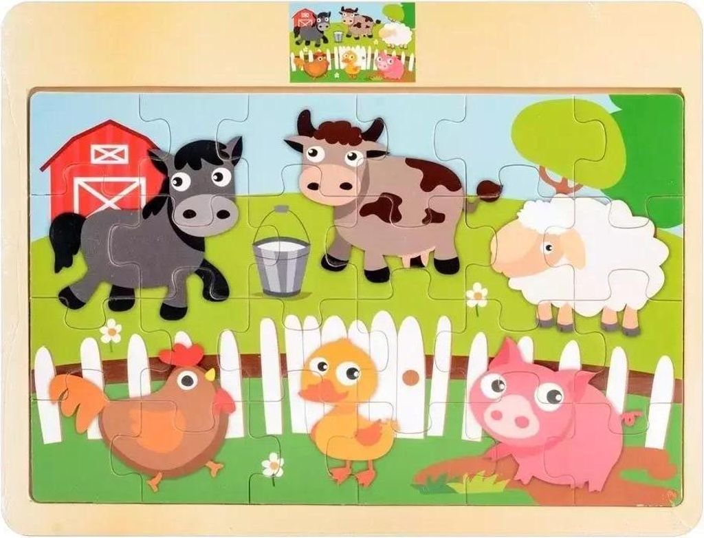 Holzpuzzle Haustiere 24 Teile für Kinder
