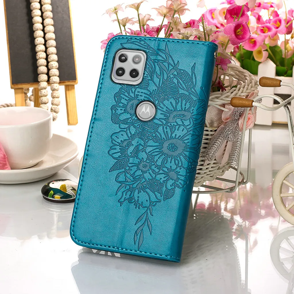 Cover Motorola One 5G Ace Pelle Blu | Custodia Flip con Supporto - 4