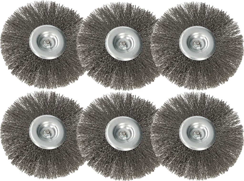 Brosse circulaire 150mm pour perceuse en acier ondulé lot de 6
