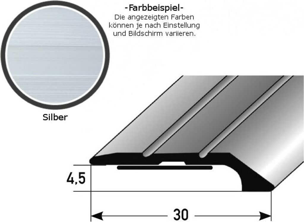 Abschlussprofil / Abschlussleiste "Maryville", 4,5 mm Einfasshöhe, Aluminium eloxiert, gebohrt-silber-1000-selbstklebend