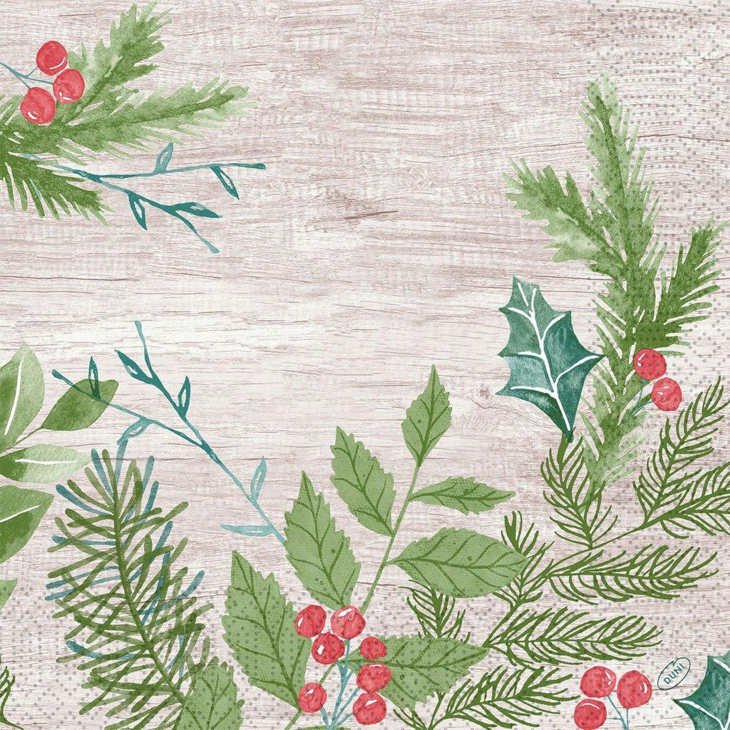 1000x DUNI Tissue-Serviette 40 x 40 cm Winter Greenery 3-lagig