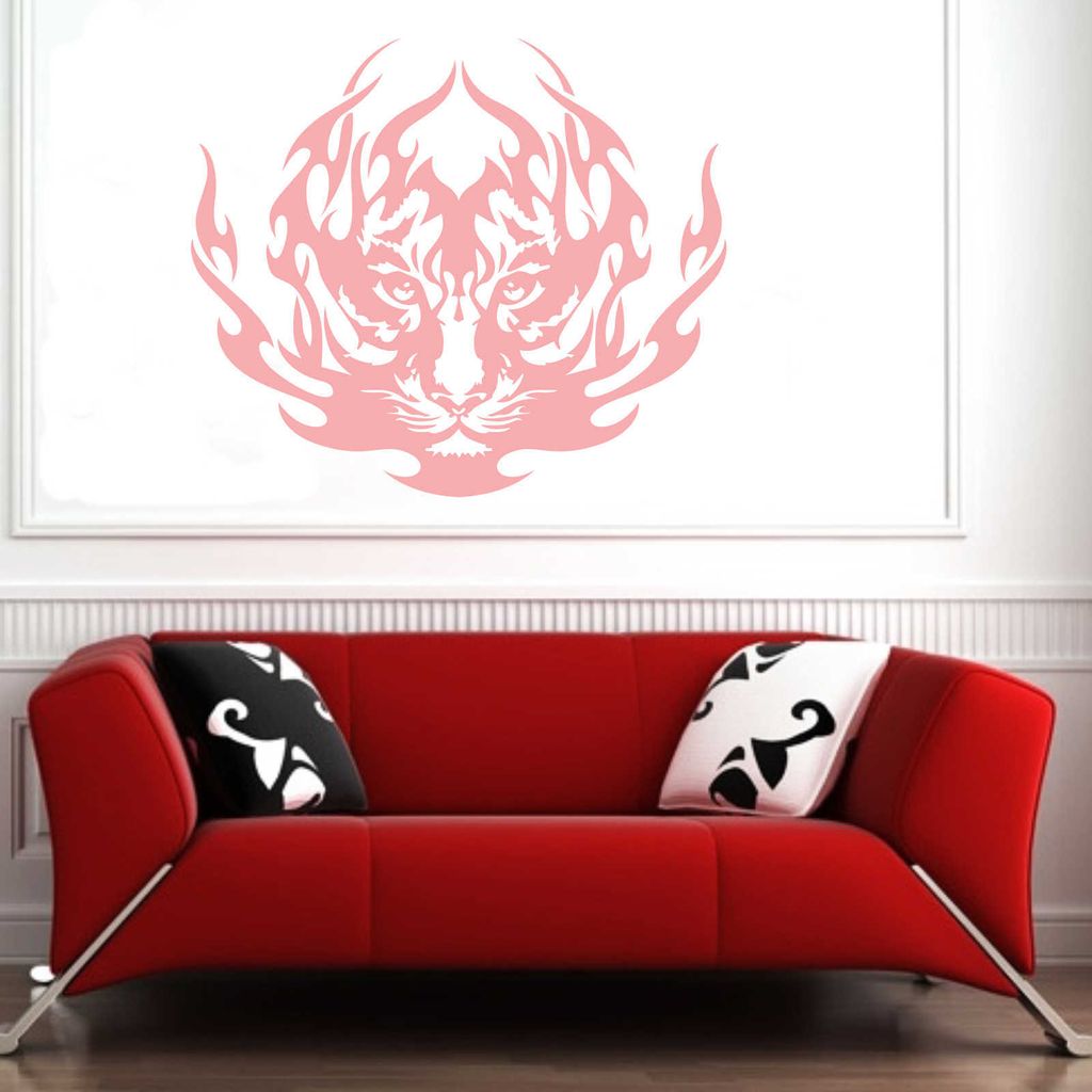 Wandtattoo - Wandaufkleber - Wandtattoo "Tiger Tribal" - 60cm x 52cm hellrosa - Dekoration Küche Wohnzimmer Wand