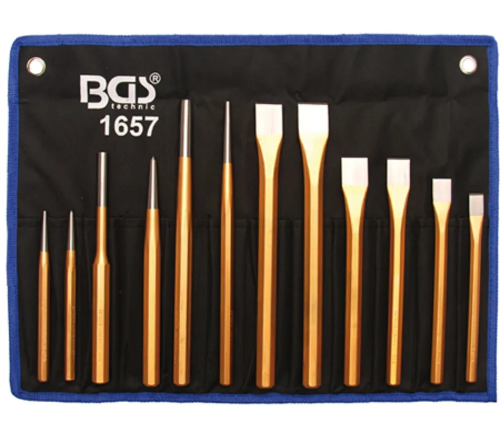 Chasse-goupilles BGS 1657 en acier trempé avec poinçons de marquage