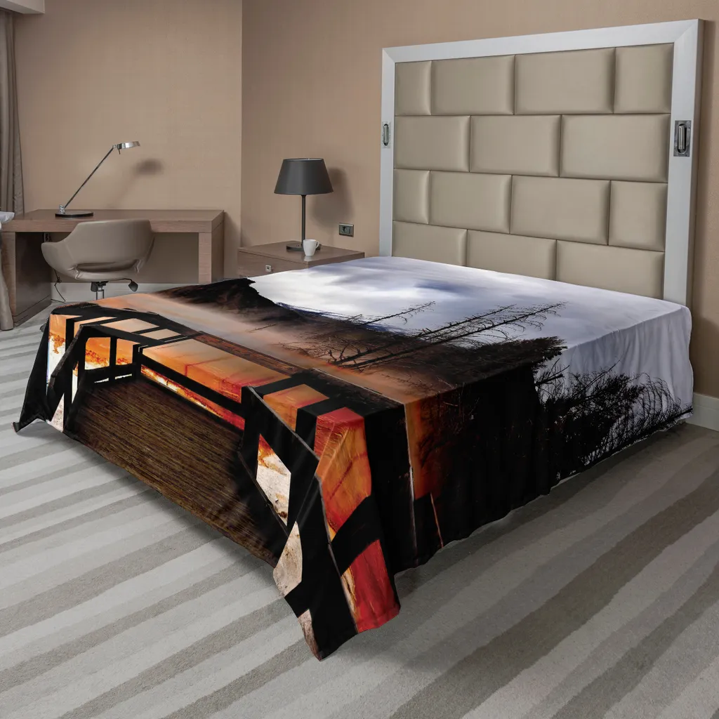 Grand Drap de Lit 275x260 cm pour Décoration Nature Yellowstone Orange