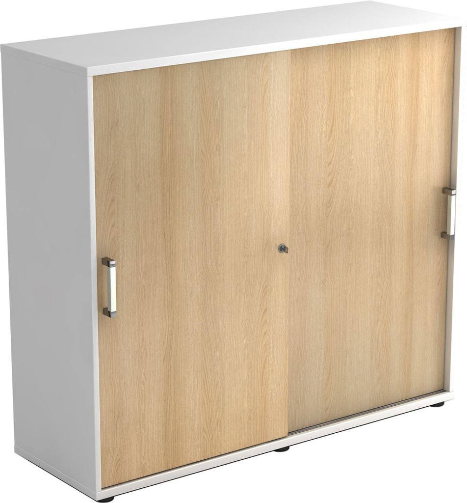 Schiebetürenschrank Serie 9 3OH BxTxH 120x40x110cm Griff CE Weiß/Eiche