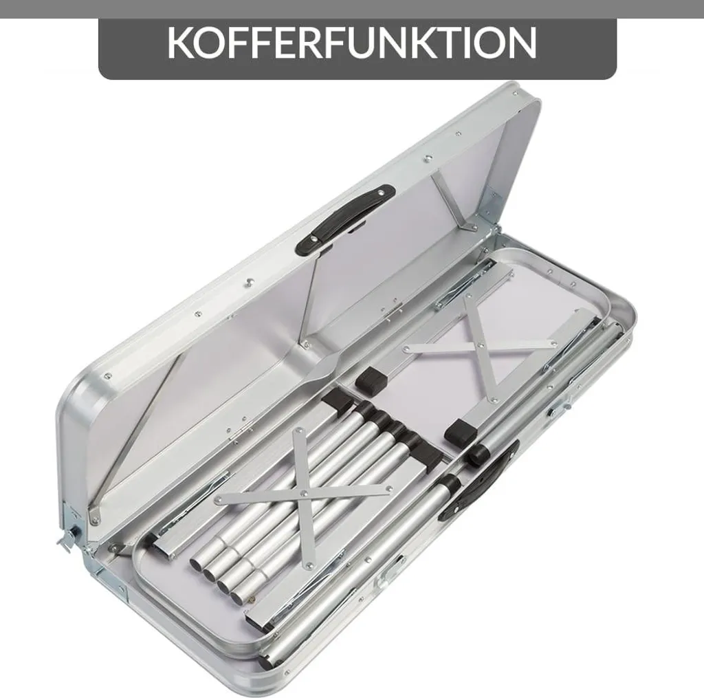 Mobilier de camping complet avec table pliante et bancs en aluminium