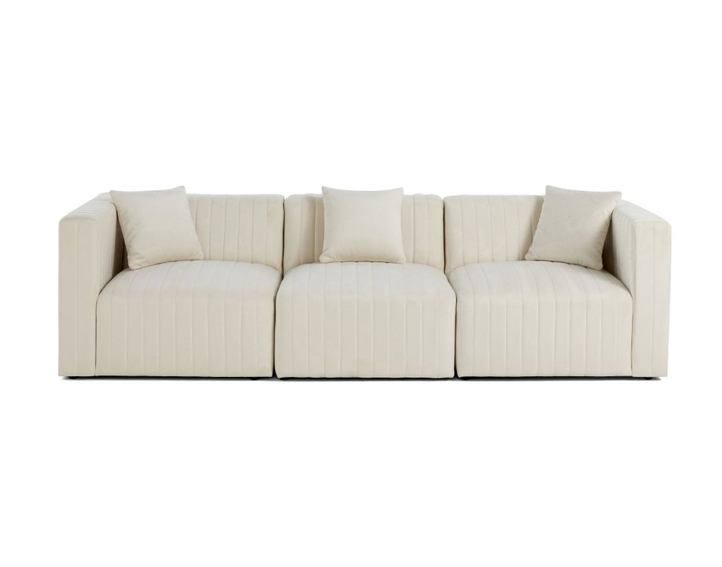 Lisa Design Nova - 3-Sitzer modulares Sofa - aus Samt , Beige